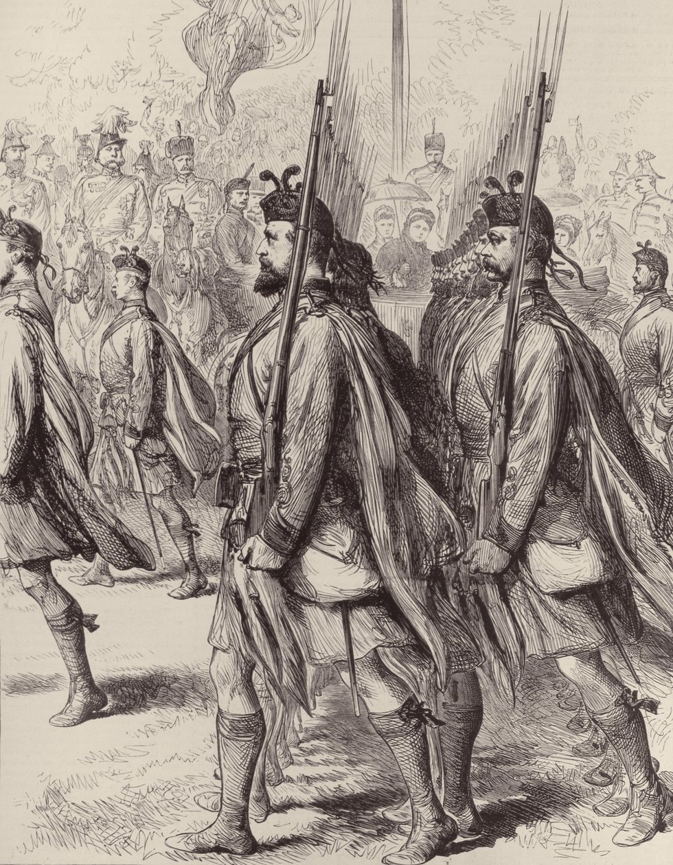 The London Scottish Volunteers, a The Illustrated London News, 1881. szeptember 7. alkotó: English School