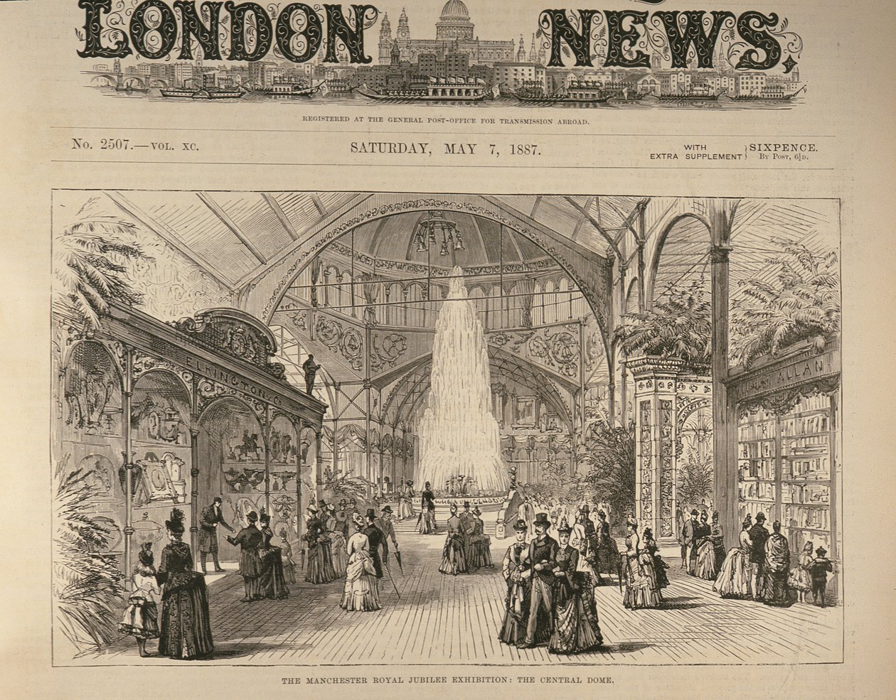 Manchester Királyi Jubileumi Kiállítás: The Central Dome, az Illustrated London Newsból, 1887. május 7. alkotó: English School