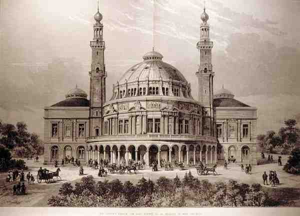 Kelet-London Népi Palotája, amelyet a Mile End Roadon állítanak fel, a The Illustrated London News, 1886. június 26. alkotó: English School