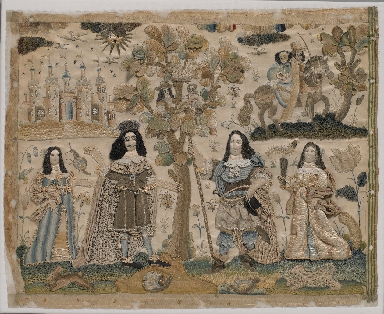 II. Károly király restaurálása, 1665 körül (selyemhímzés) alkotó: English School