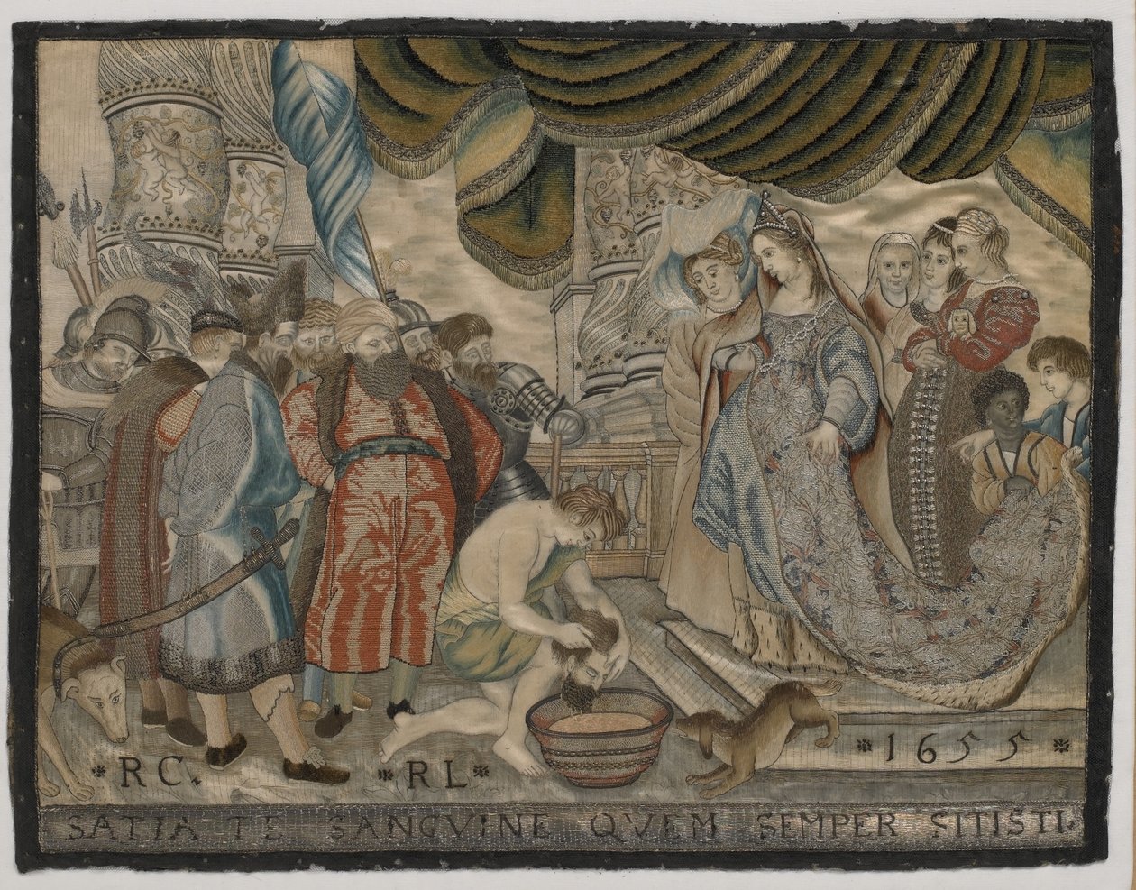 Tomyris királynő bosszúja Cyrus felett, selyemhímzés, 1655 körül (selyemhímzés) alkotó: English School