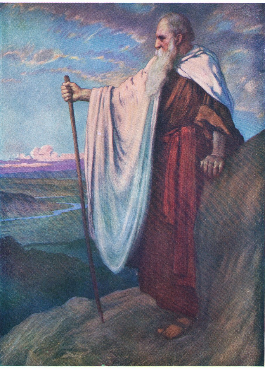 Mózes halála, a Thomas Nelson által kiadott Biblia Képeskönyvből, 1950 körül alkotó: English School