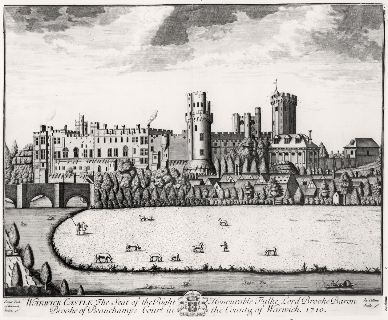 Warwick kastély, Lord Brooke székhelye, a Beauchamps Court bárója, Brooke, 1710 alkotó: English School