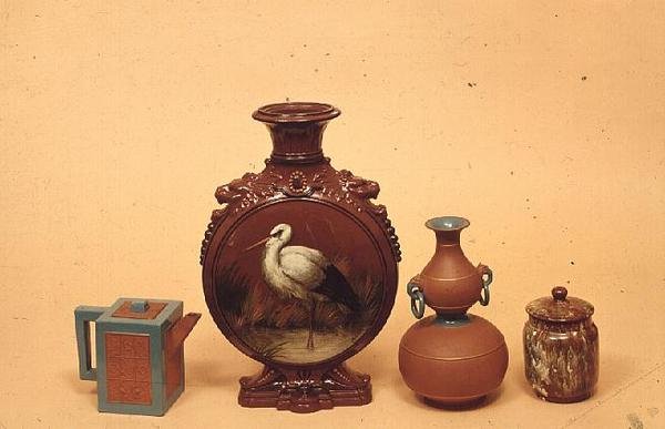 Watcombe kerámia zarándoküveg, tégely és fedele, 1875 körül (kerámia) alkotó: English School