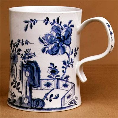 Worcesteri kék-fehér korsó, 1745 körüli (porcelán) alkotó: English School