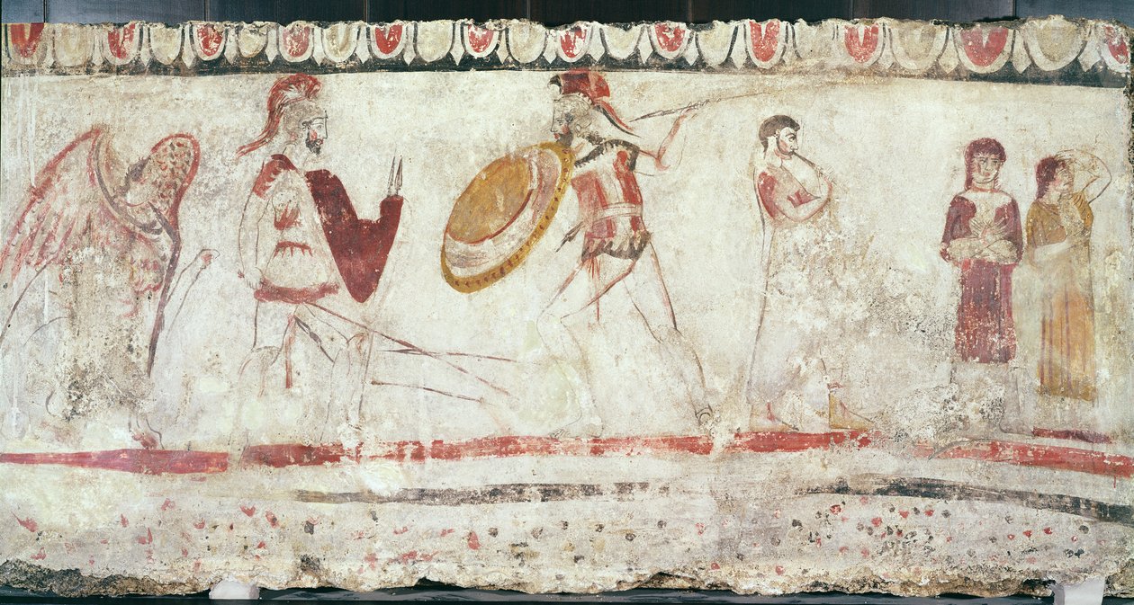 Harcosok harca, részlet egy sírkamrából, ie 330-320 alkotó: Etruscan