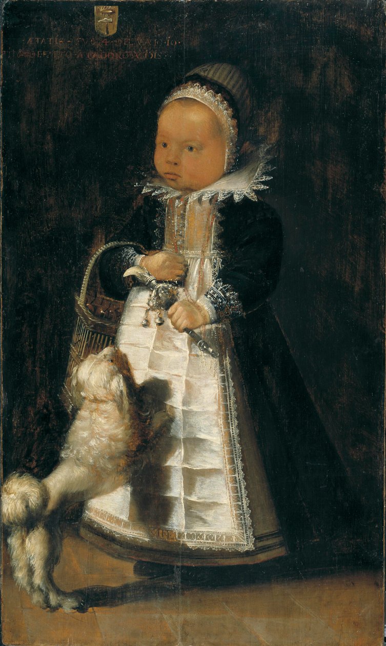 Lány portréja kutyával, 1610 körül alkotó: Flemish School