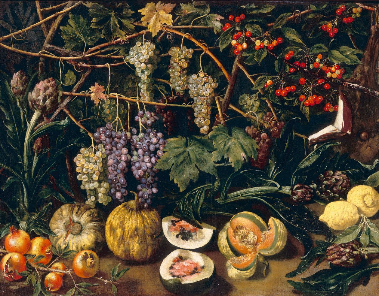 Szőlő és sütőtök alkotó: Florentine School