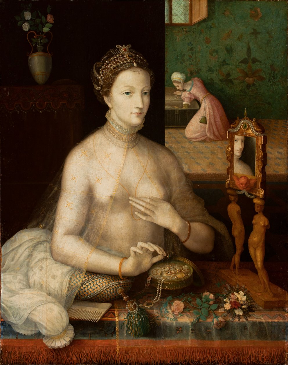 Nő a WC-nél, 1550-70 körül alkotó: Fontainebleau School