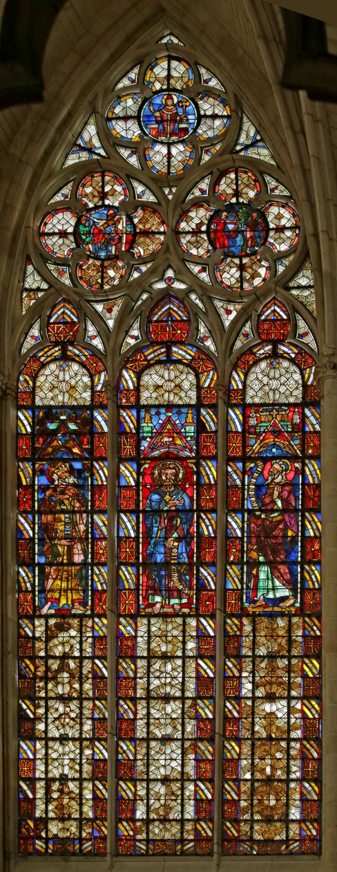 Déli kórusablak Grisaille-vel és Jónás, Mikeás és Sophonias prófétákkal alkotó: French School