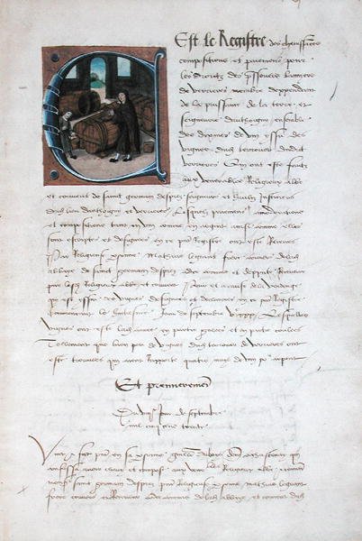 AE II1667 Bortermelés a középkorban, a Redevancier de Saint-Germain-des-Pres-ből, 1530 körül alkotó: French School