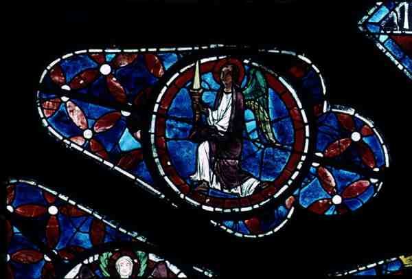 Angyal gyertyával, részlet az északi rózsaablakból, 1223 körül alkotó: French School