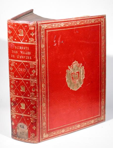 A Francia Birodalom városainak költségvetése, Bonaparte Napóleon (1769-1821) címerével bekötve 1810 (piros marokkói bőr és arany) (lásd még: 165120) alkotó: French School