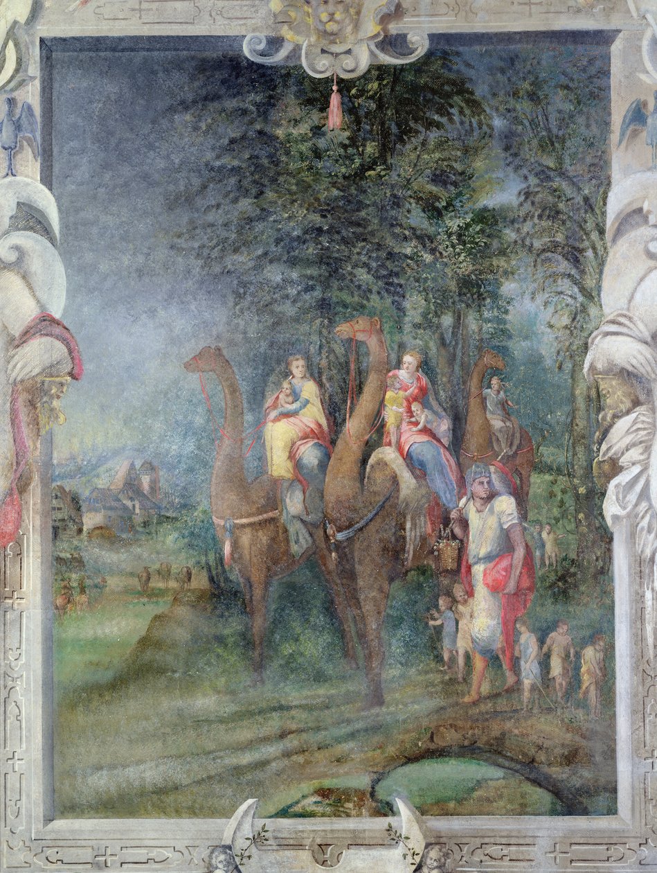 Exodus jelenet a kéményen Madeleine de Savoie szobájában, Chateau dEcouenben alkotó: French School