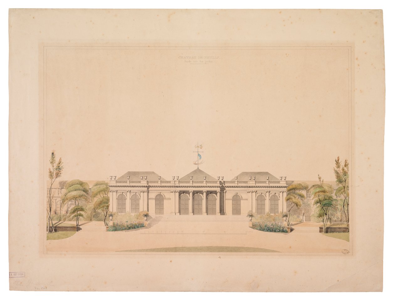 A Chateau de Neuilly homlokzata (wc papíron) alkotó: French School