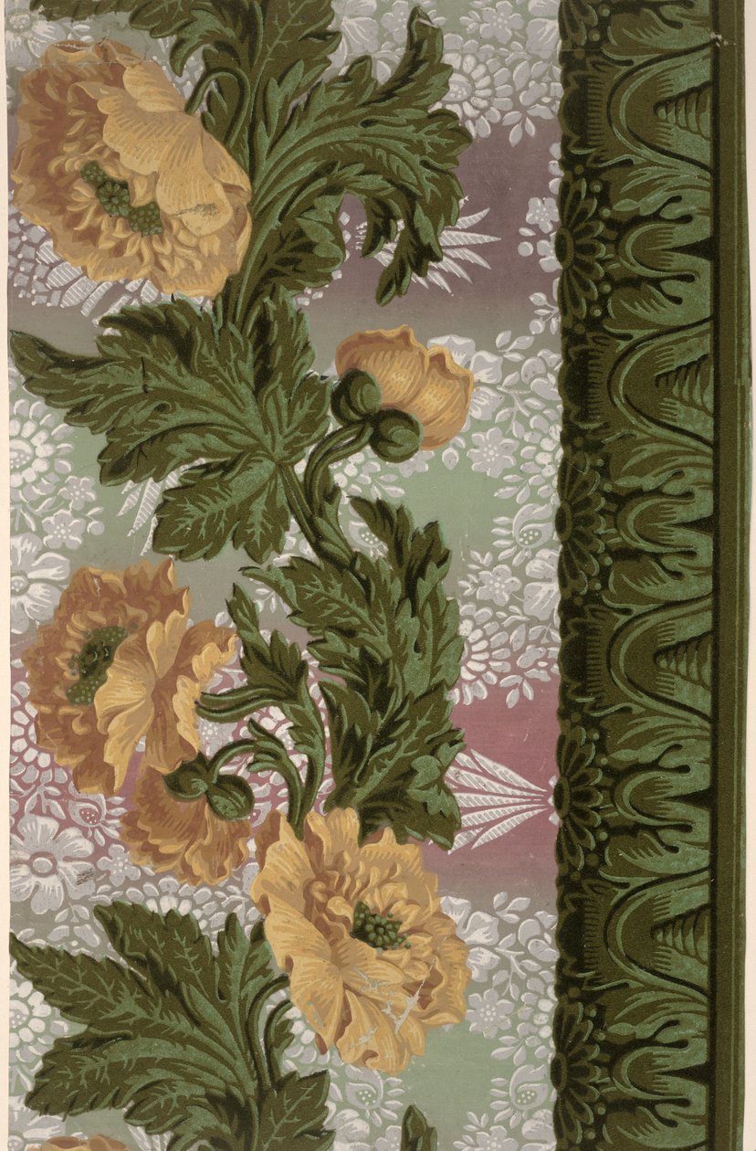 Flower Border, tapéta design, Párizs, 182526, gyártó Dufour et Leroy, alkotó: French School