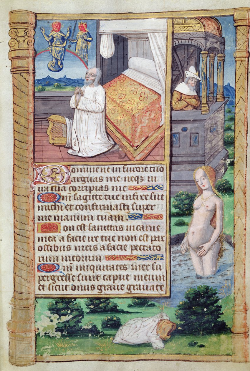 Fol.51r Dávid és Batseba, a Róma használati óráiból alkotó: French School