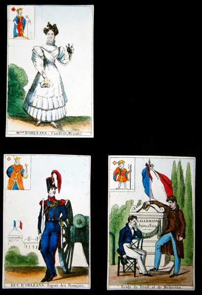 Négy játékkártya 1830. július hőseinek emlékére alkotó: French School