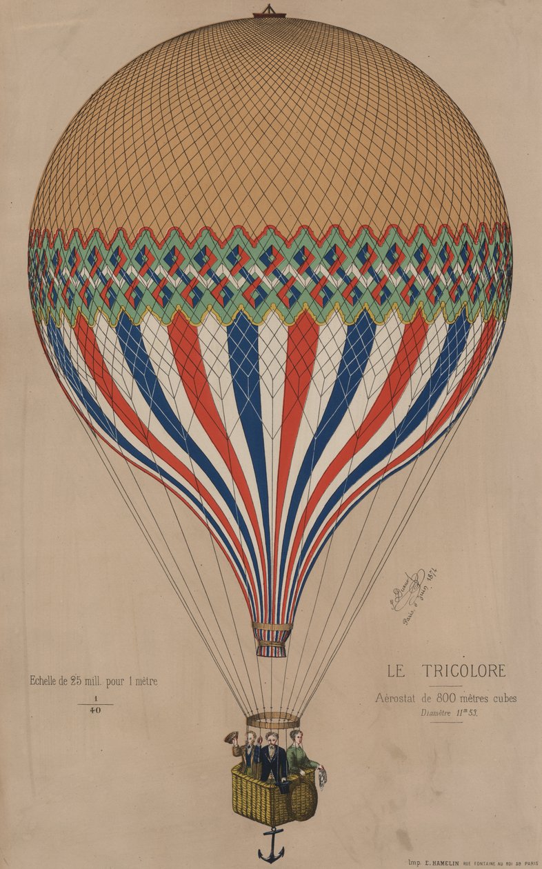 Francia Le Tricolore léggömb, 1874 alkotó: French School
