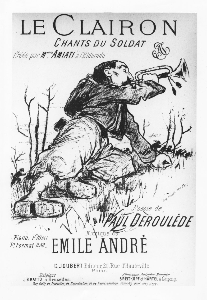 A Le Clairon, Chants du Soldat címlapja, Paul Deroulède alkotó: French School