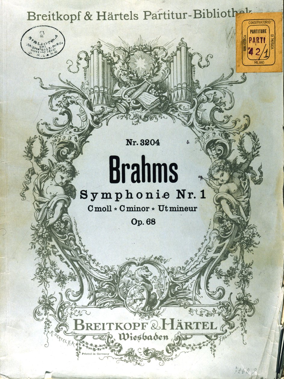 Johannes Brahms (1833 - 1897) első szimfóniája kottájának címlapja alkotó: French School