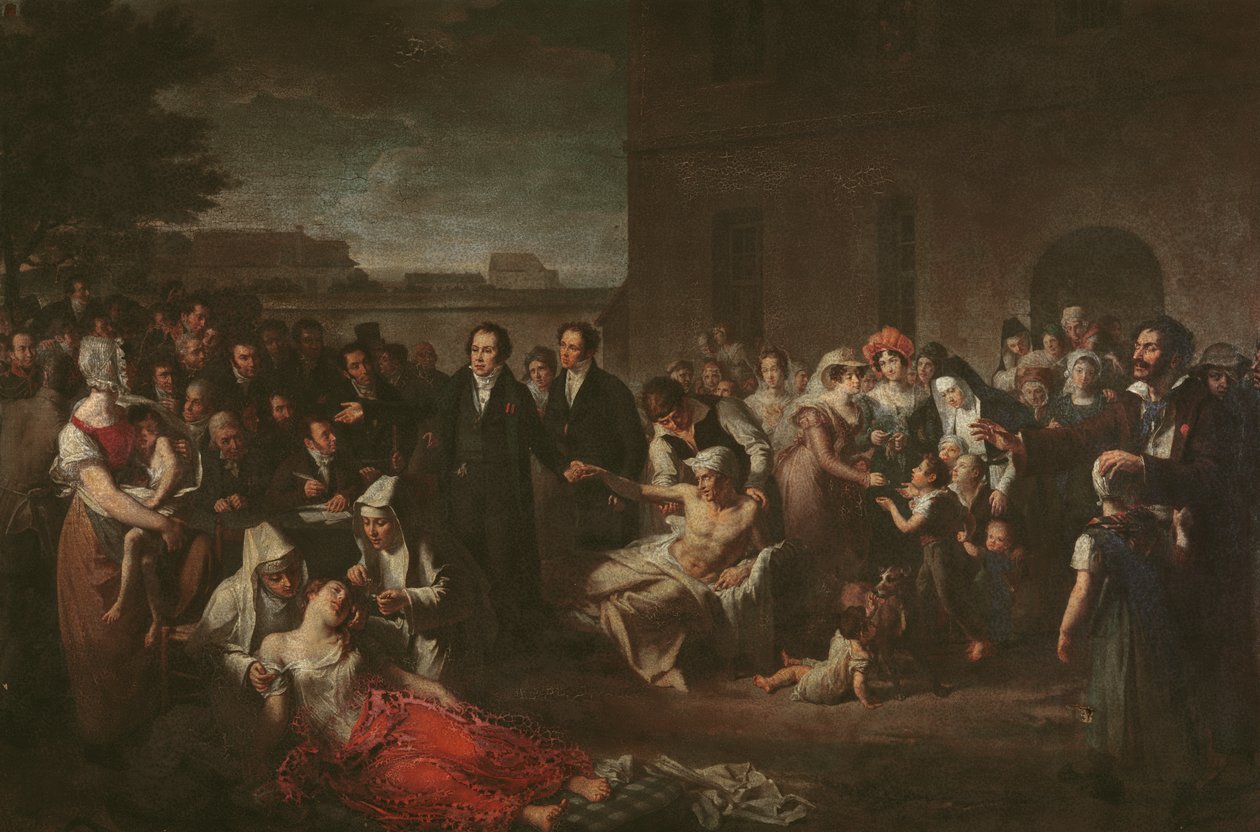 Jean-Louis Alibert tífuszos betegeket kezel a Hopital Saint-Louis-ban alkotó: French School
