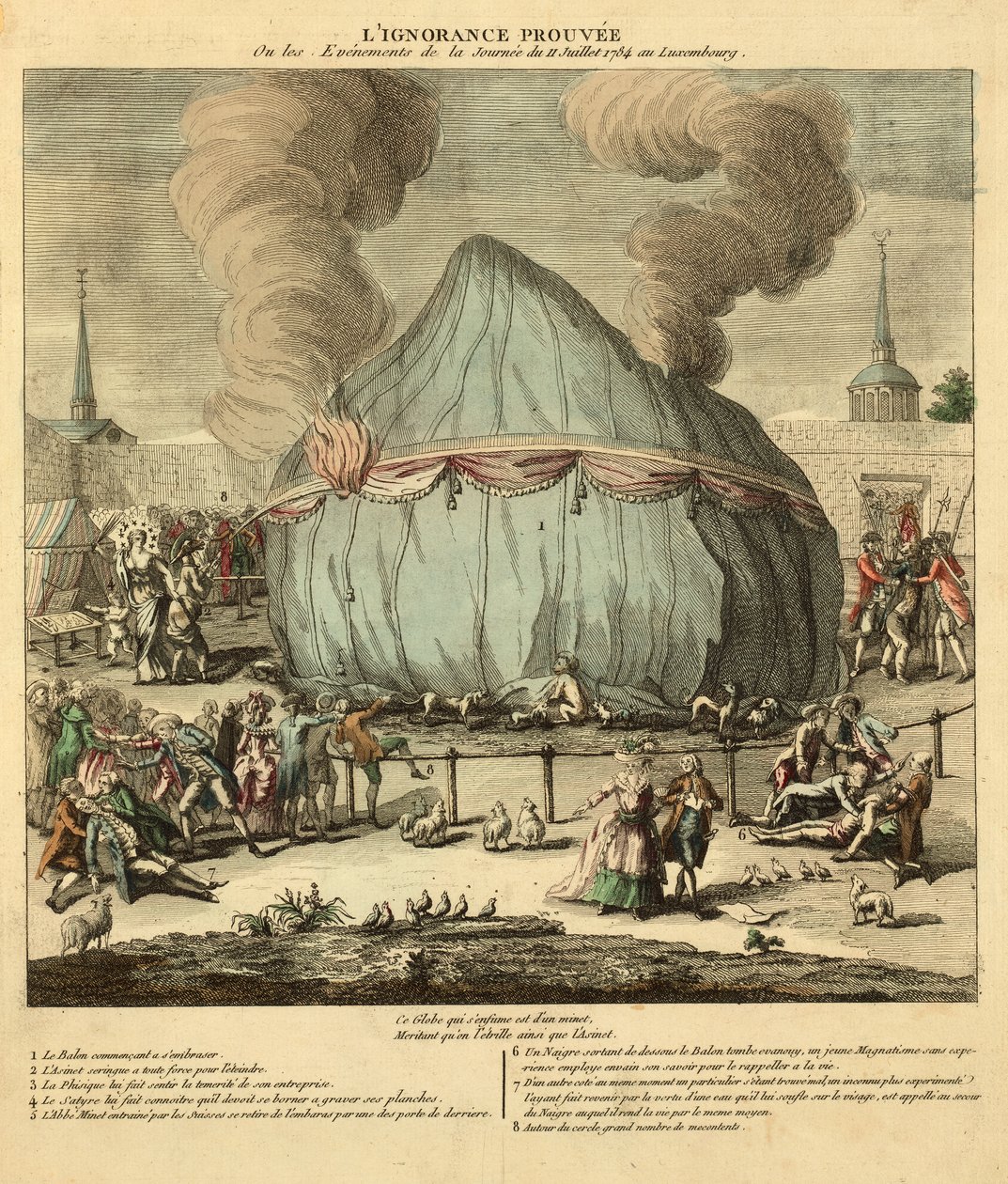 Bizonyított tudatlanság. Vagy 1784. július 11-i nap eseményei Luxemburgban. Kocsma. Franciaországban 1784 (kézzel színezett metszet) alkotó: French School