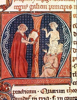 Ms 1003 f.1 Az orvosok tanításai, Claudius Galenus (130 körül – 201 körül) Oeuvres de Galienből alkotó: French School