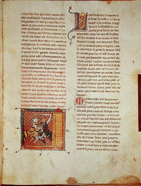 Ms 403 fol.127 Harc a király és a császár között, a római dArtustól alkotó: French School