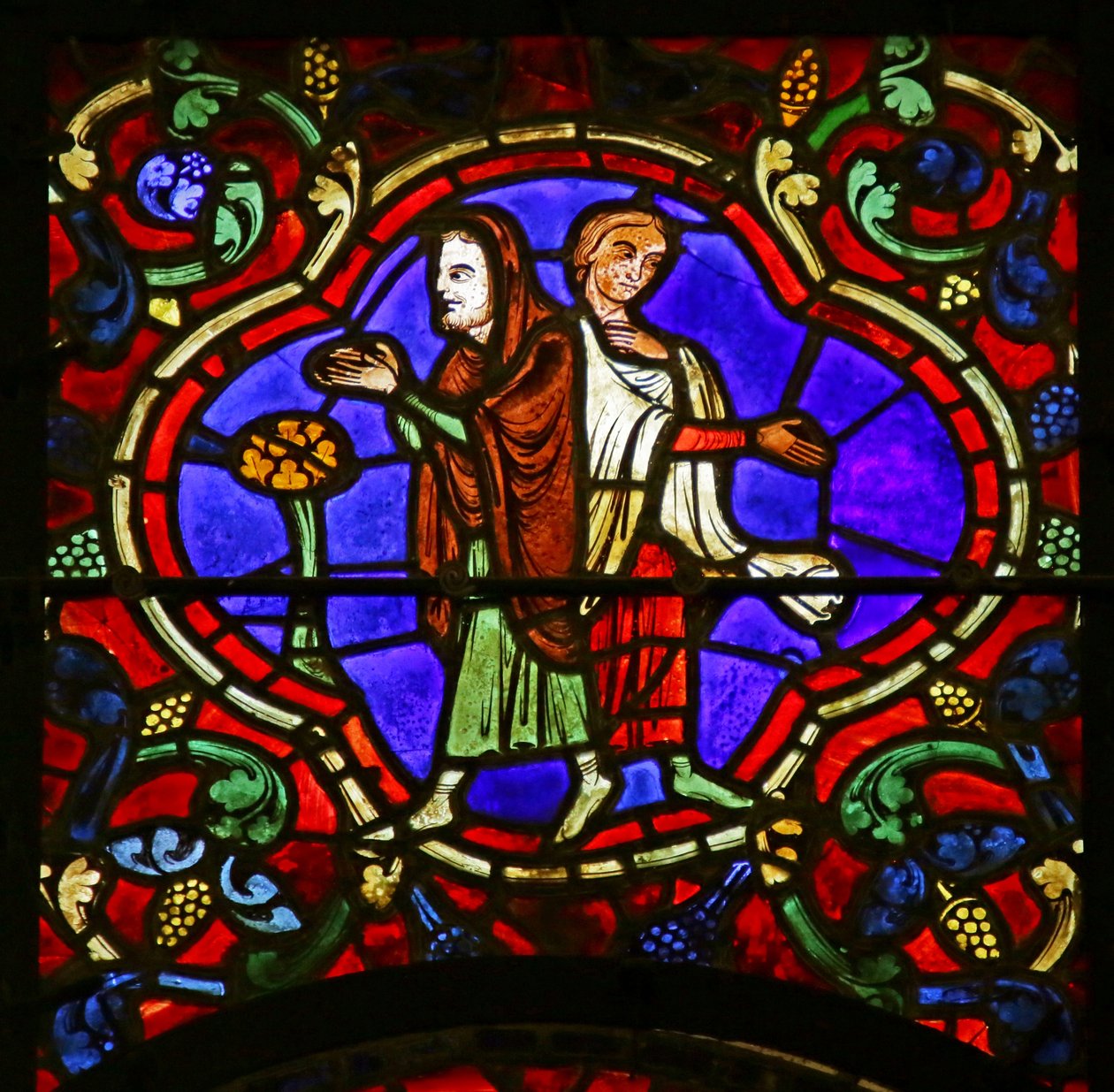Bámészkodók, jelenet Szent Márton életéből, Chartres-i katedrális alkotó: French School