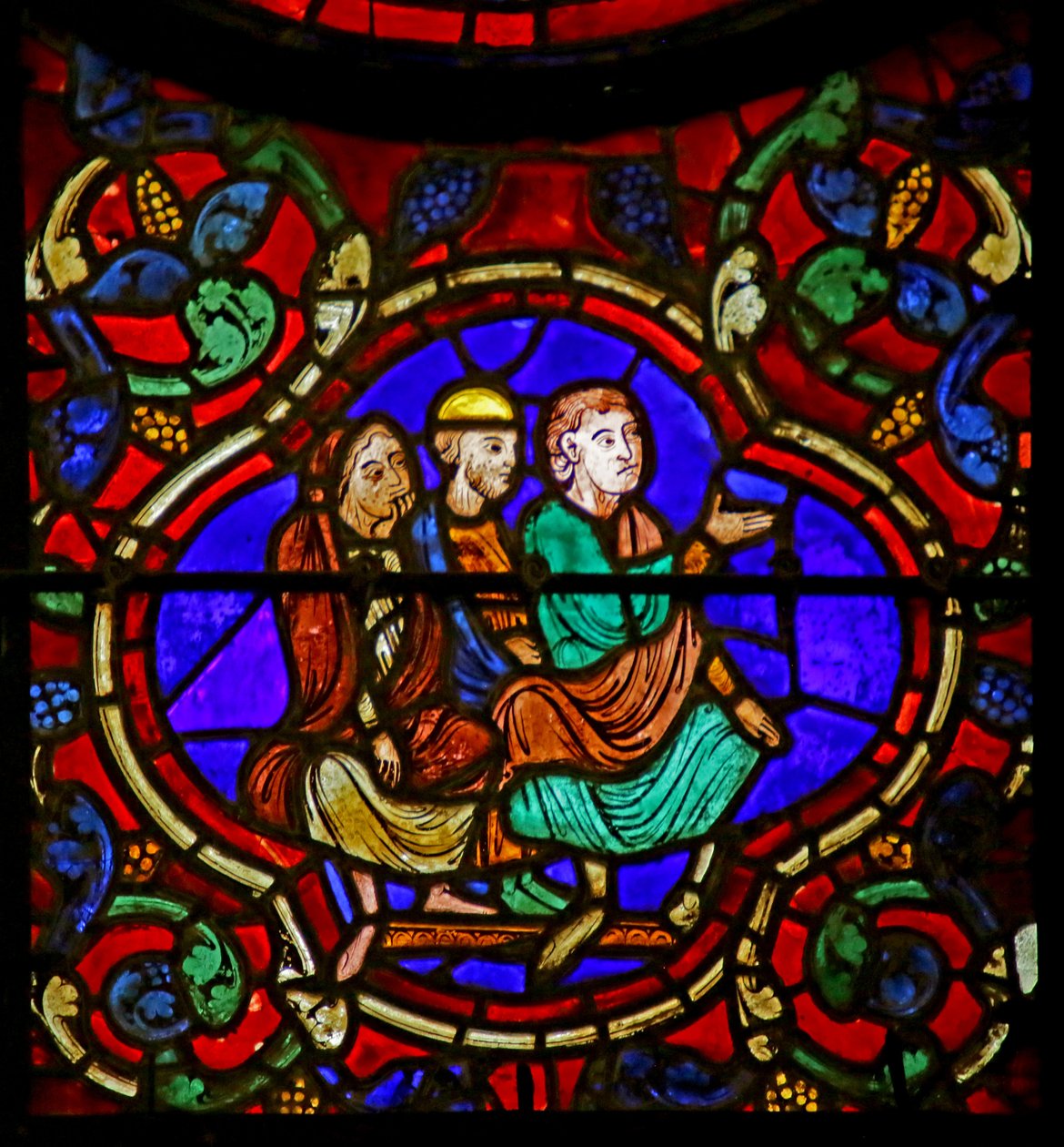 Bámészkodók, jelenet Szent Márton életéből, Chartres-i katedrális alkotó: French School