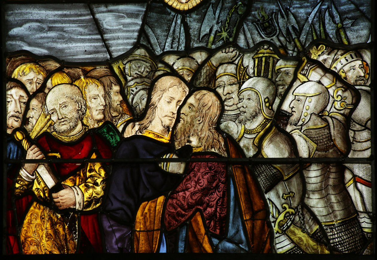 Krisztus elárulását ábrázoló ablak Gecsemánéban, 1500-10 alkotó: French School