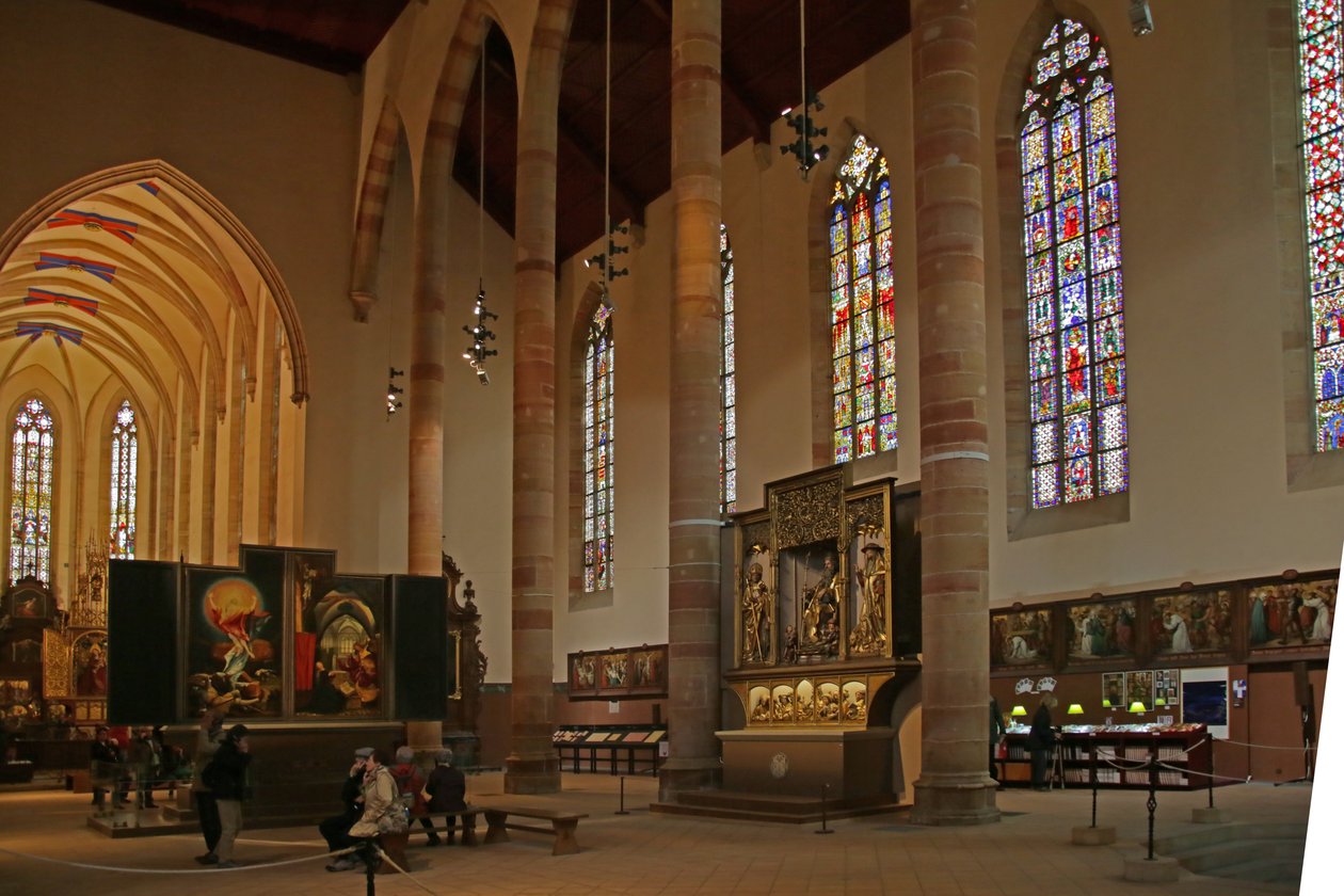 Belső nézetet ábrázoló ablak alkotó: French School
