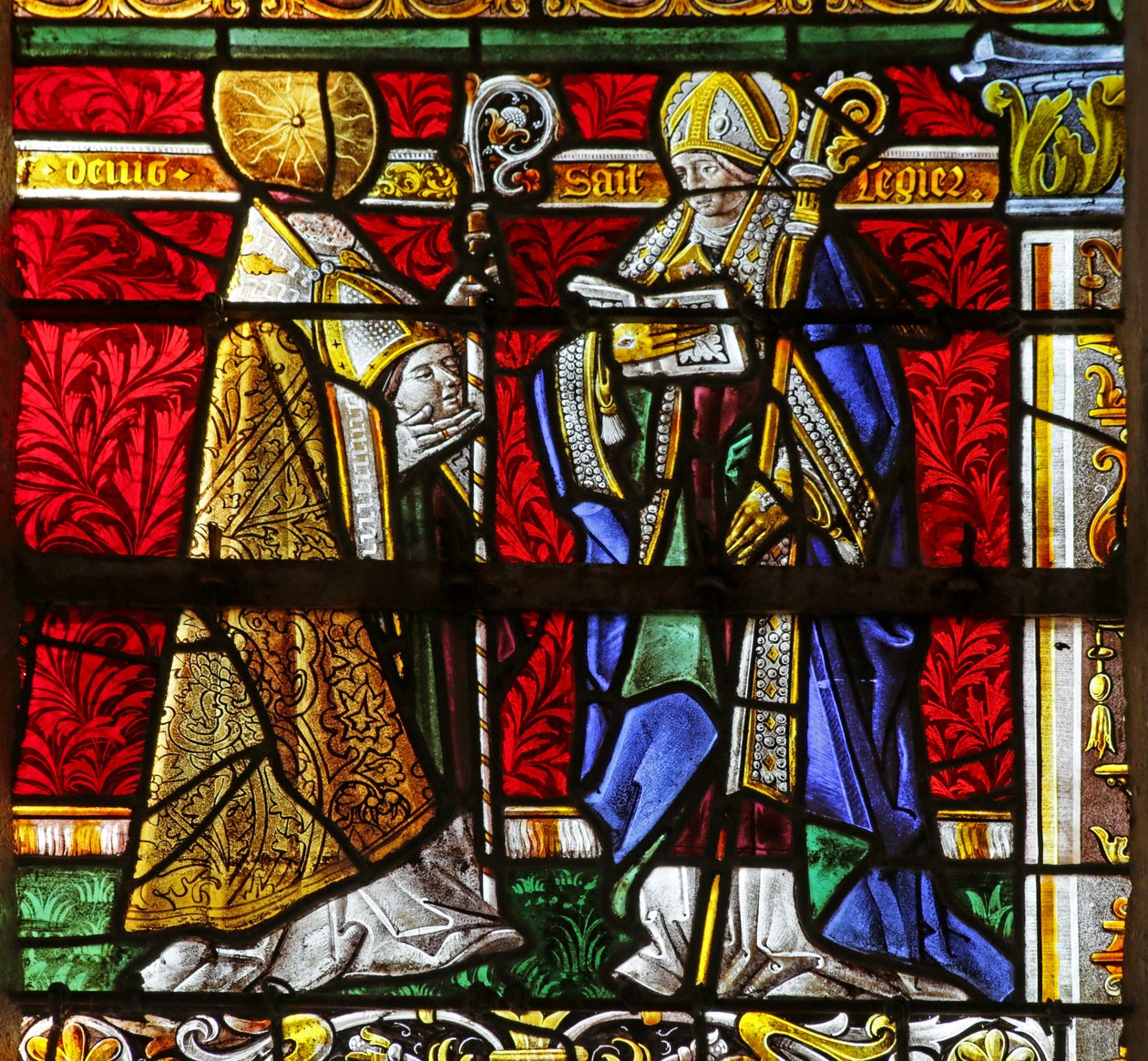 Saint Denist és Saint Legert ábrázoló ablak alkotó: French School