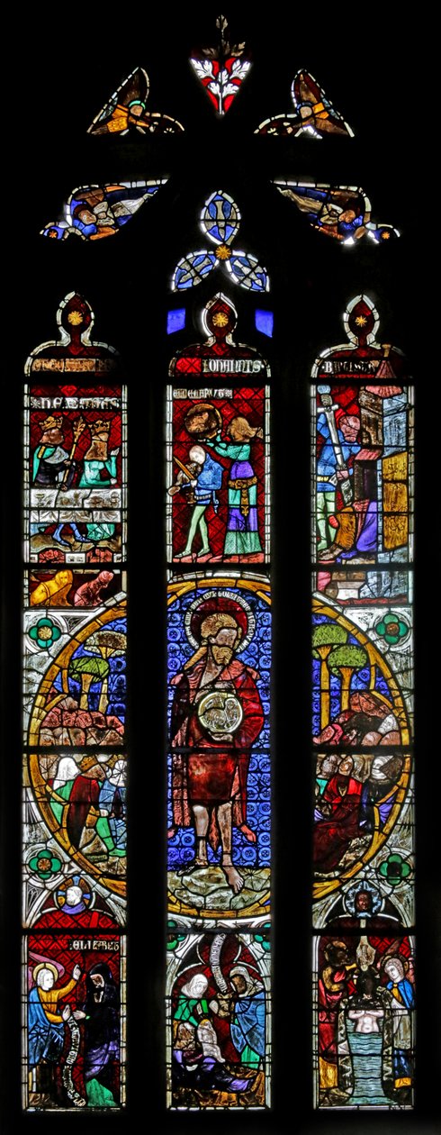Keresztelő Szent Jánost ábrázoló ablak alkotó: French School