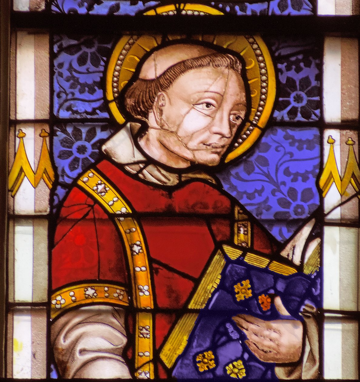 Saint Laurence-t ábrázoló ablak alkotó: French School