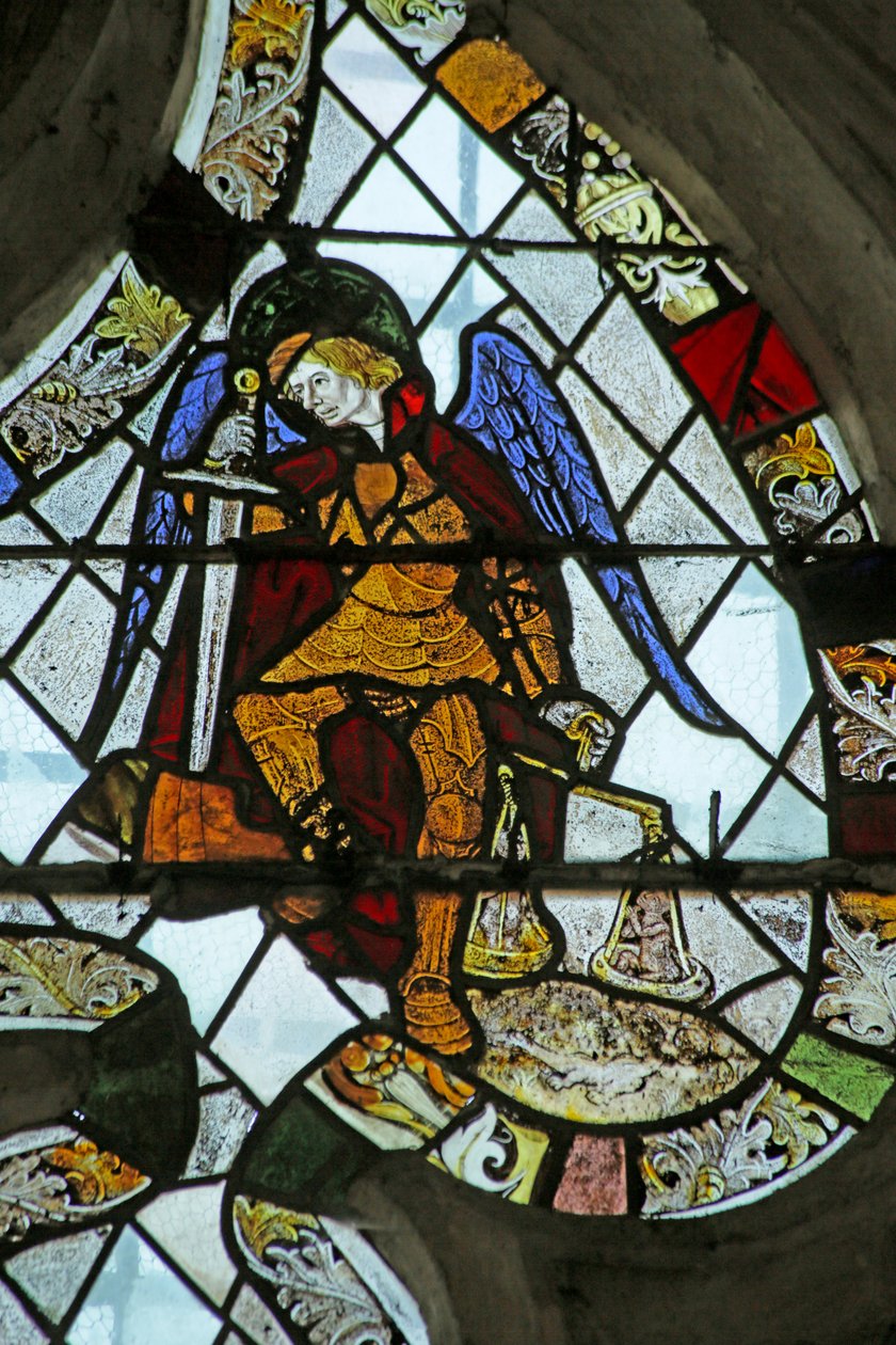 Szent Mihályt a mérleggel ábrázoló ablak, 14-15. század alkotó: French School