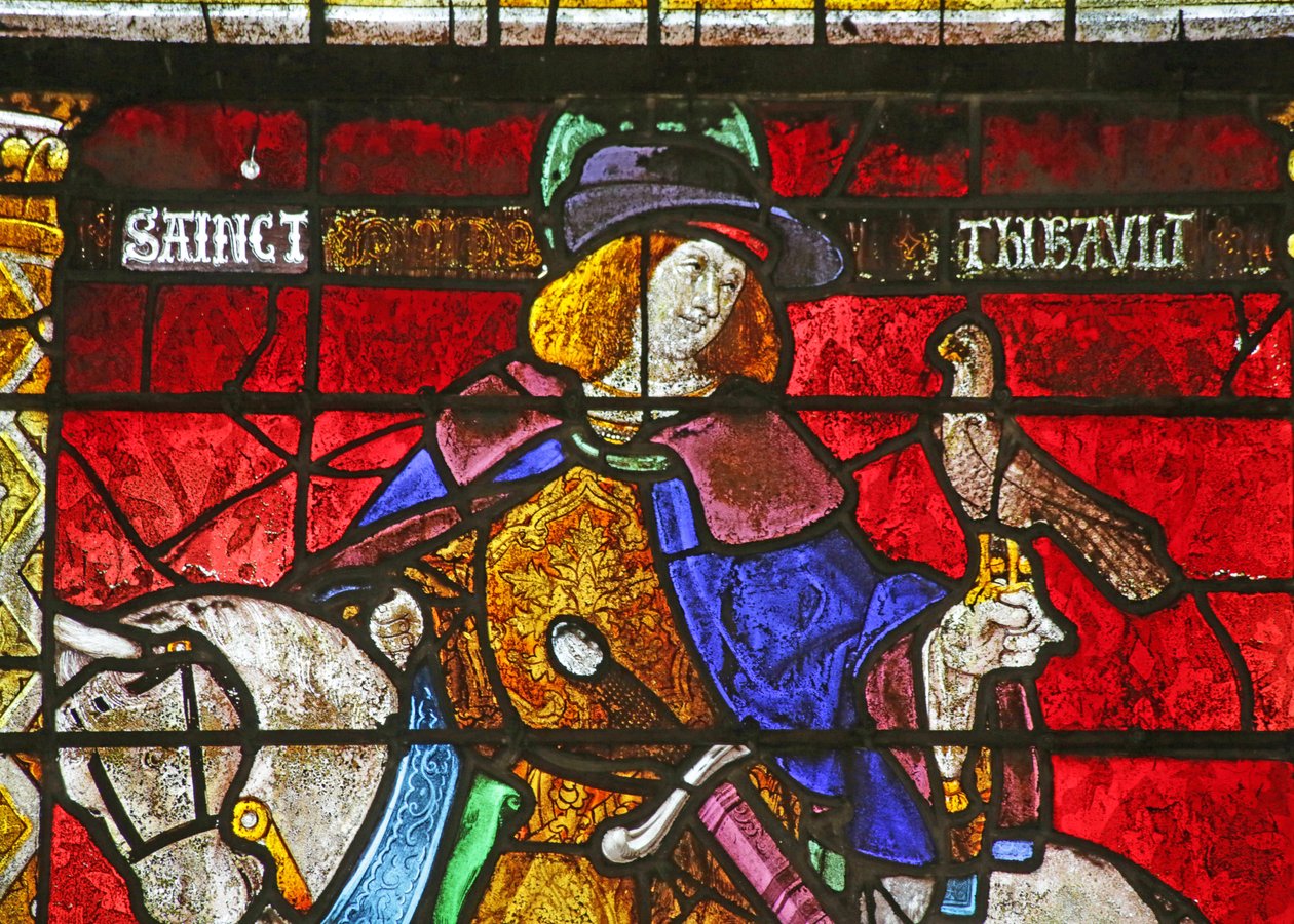 Saint Thibault-t ábrázoló ablak alkotó: French School