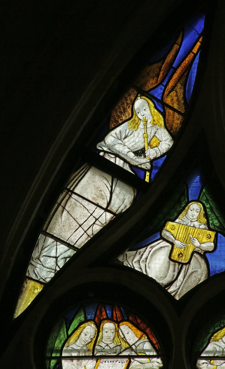 Zene angyalokat ábrázoló ablak, 1500-10 alkotó: French School