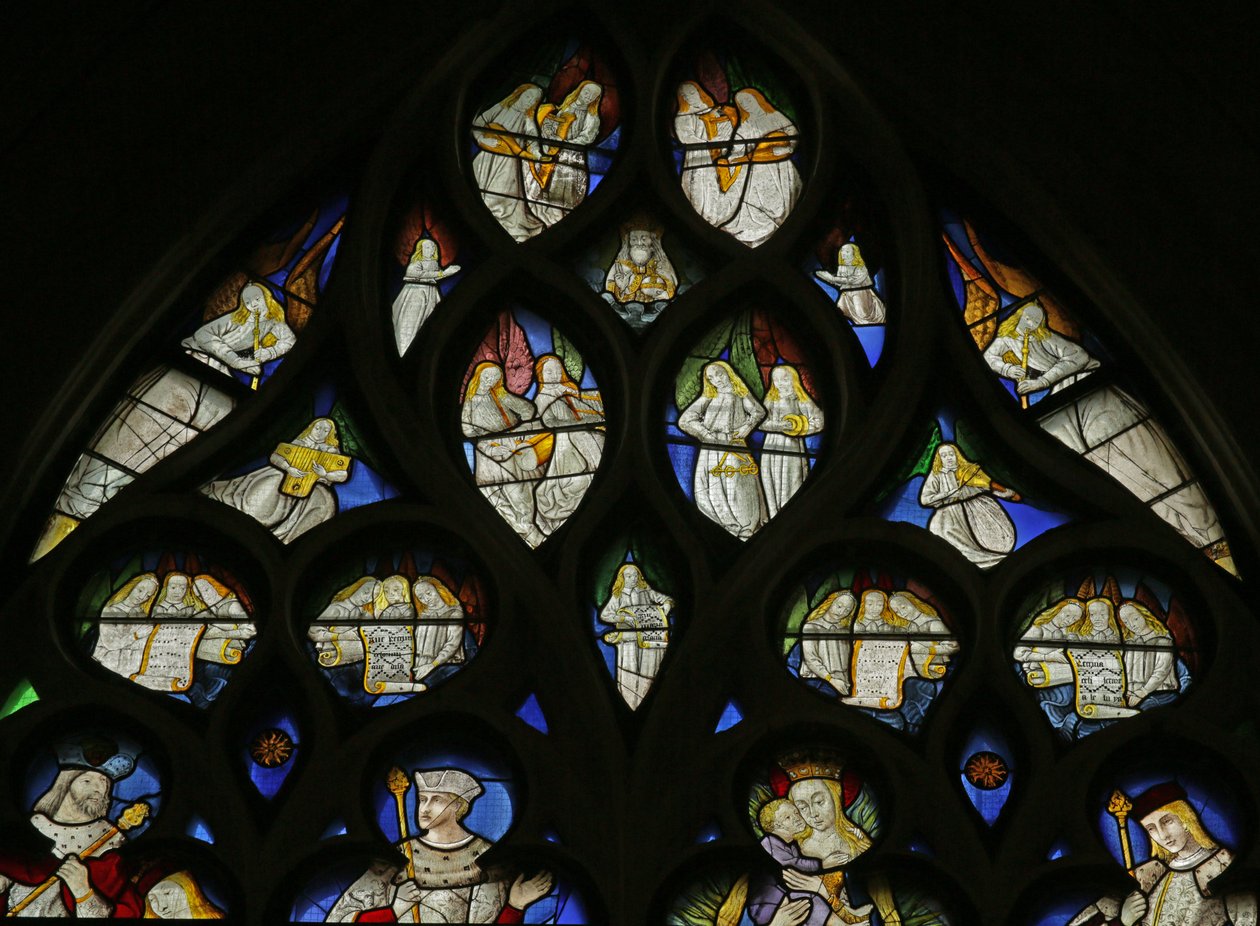 Zene angyalokat ábrázoló ablak, 1500-10 körül alkotó: French School