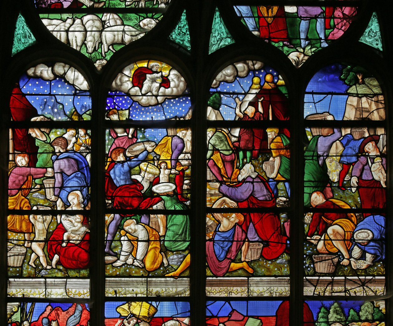 Az izraeliták mannát gyűjtő ablaka a sivatagban, 1534 alkotó: French School