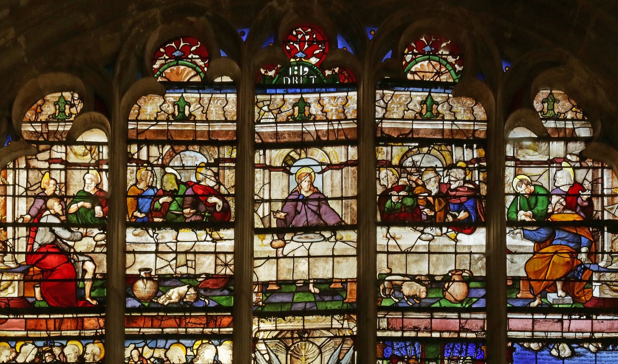 Az utolsó vacsorát ábrázoló ablak (Rafael, Raimondi nyomán) alkotó: French School