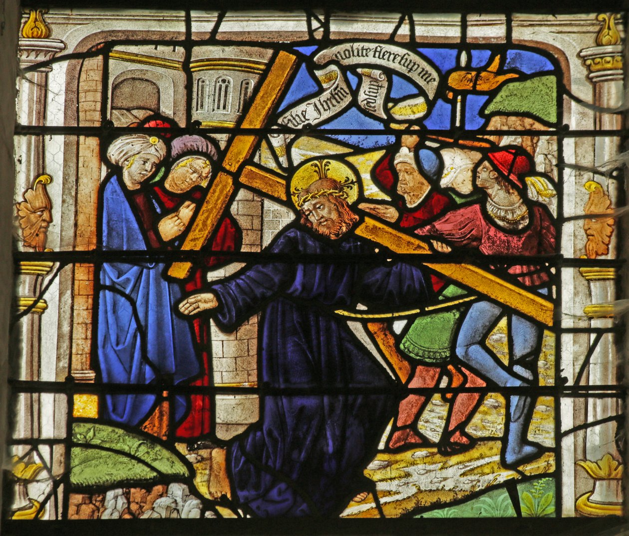 A Via Crucis-t ábrázoló ablak alkotó: French School