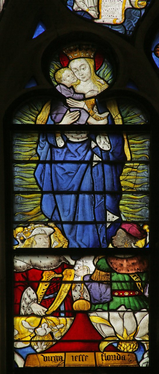 Ablak a Szűzet és a Gyermeket Jesse fáján ábrázoló ablak Dávid királlyal, 1500-10 alkotó: French School