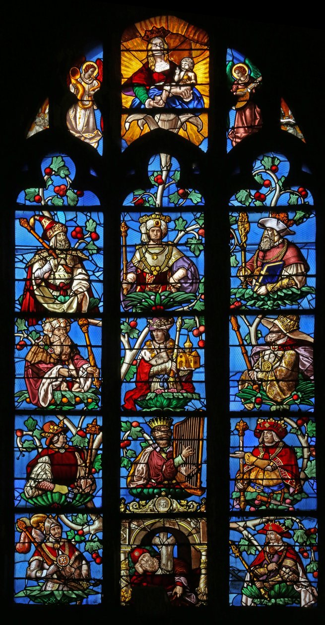 A Jesse-fát ábrázoló ablak (többnyire modern) alkotó: French School