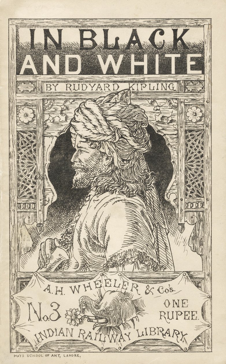 Fekete-fehérben, Rudyard Kipling (1865-1936), illusztráció az A.H. Wheeler & Cos Indian Railway Library, pub. 1888 alkotó: Indian School