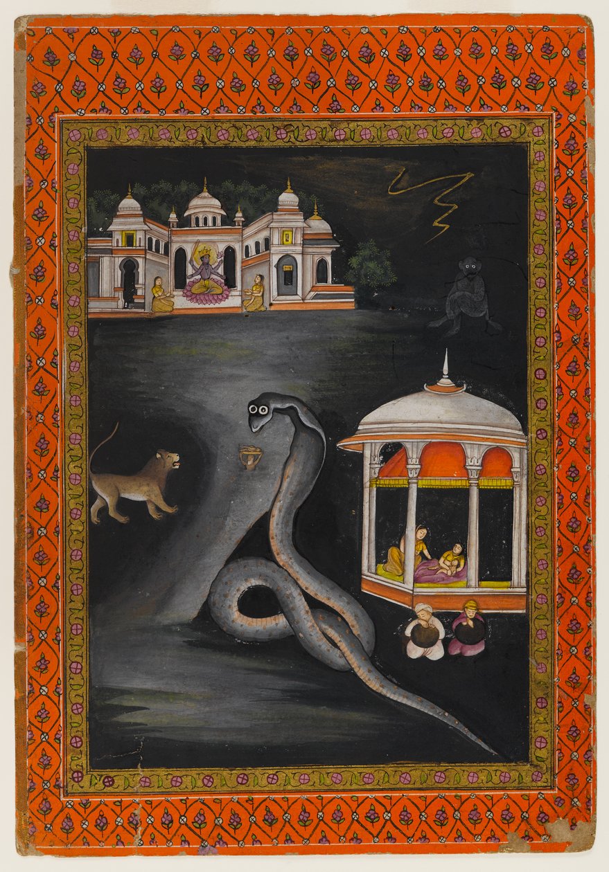 Krisna átvitt a folyón, a 19. század első felében (wc és arany papíron) alkotó: Indian School