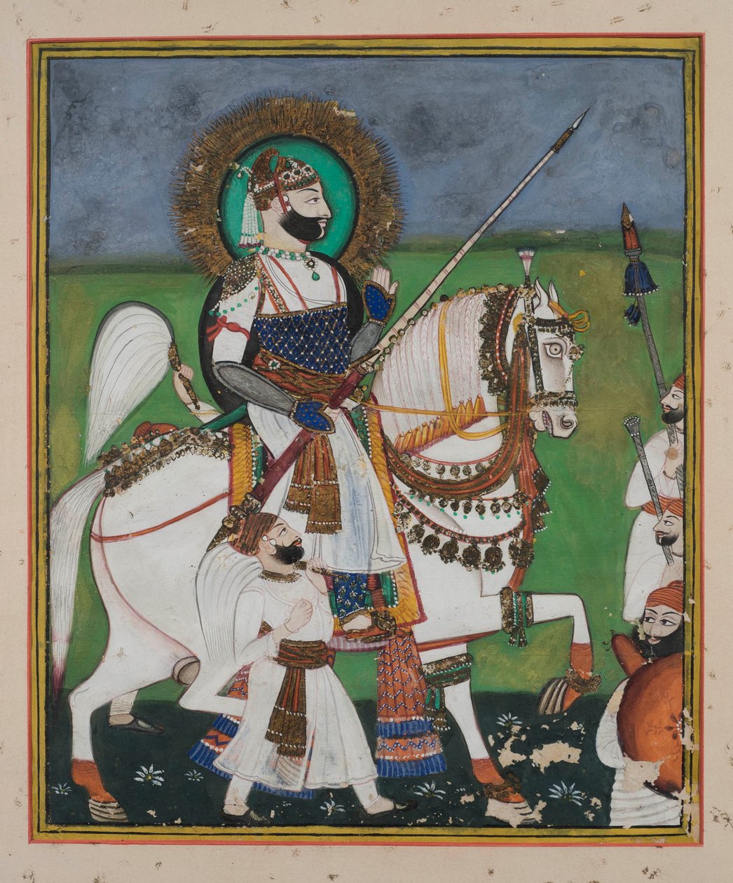 Maharao Chatter Sal of Kotah (gouache, papír, arany díszítés) alkotó: Indian School