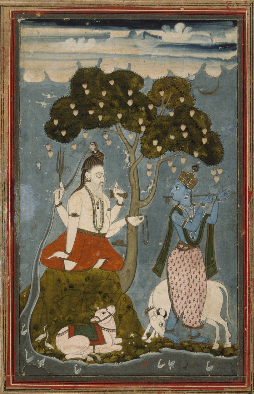 Shiva és Krishna, 1700-as évek közepe (tempera papíron) alkotó: Indian School
