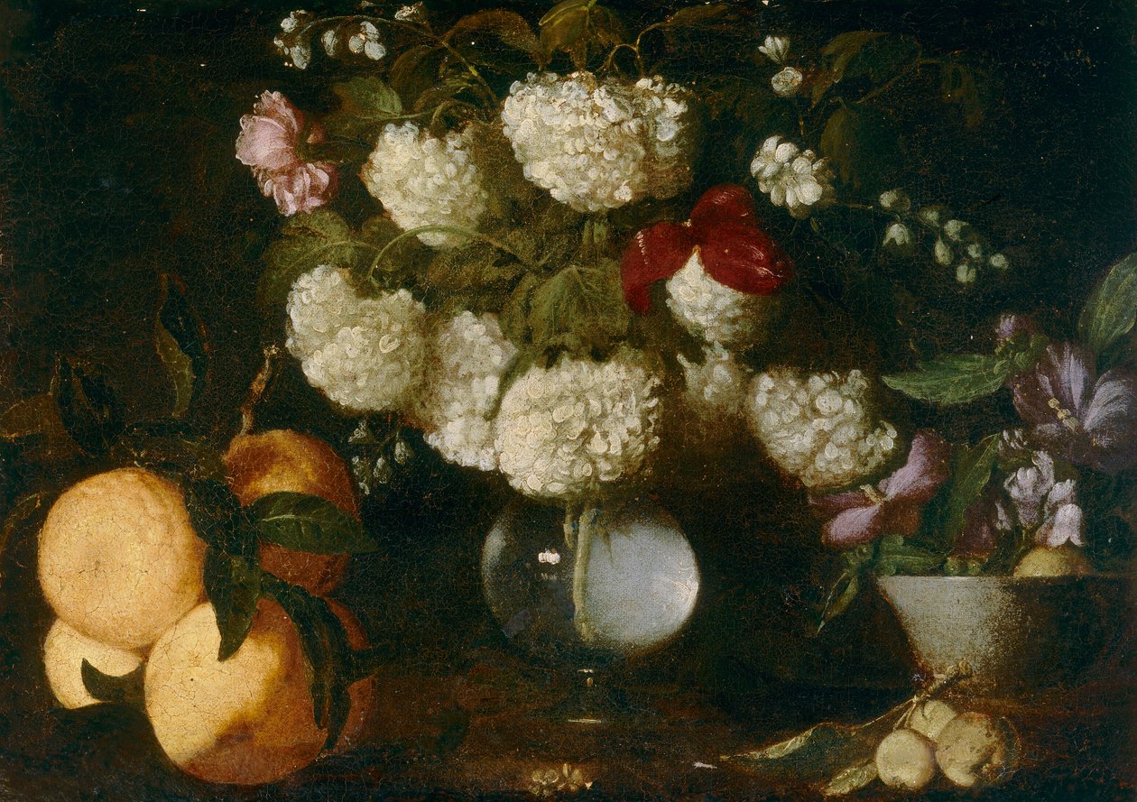 Hógolyók, rózsák, bőrtónusok, gyümölcsök alkotó: Italian School